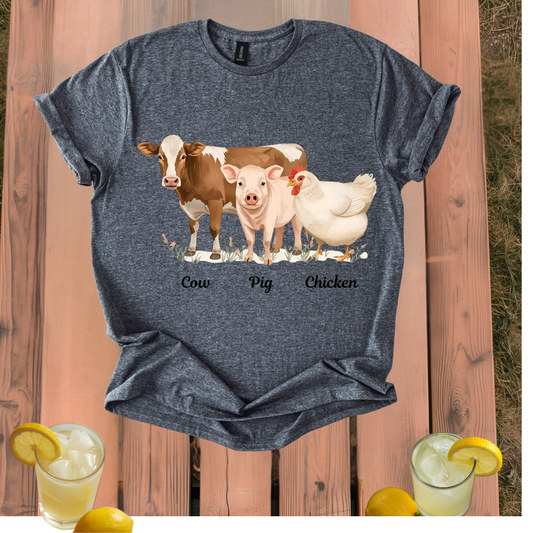 Cow Pig Chicken T Shirt Unisex