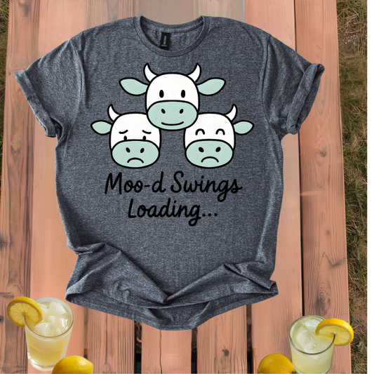 "Mood Swings Loading" Cow T Shirt Unisex