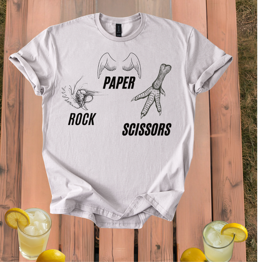 Rock, Paper, Scissors Chicken T Shirt Unisex