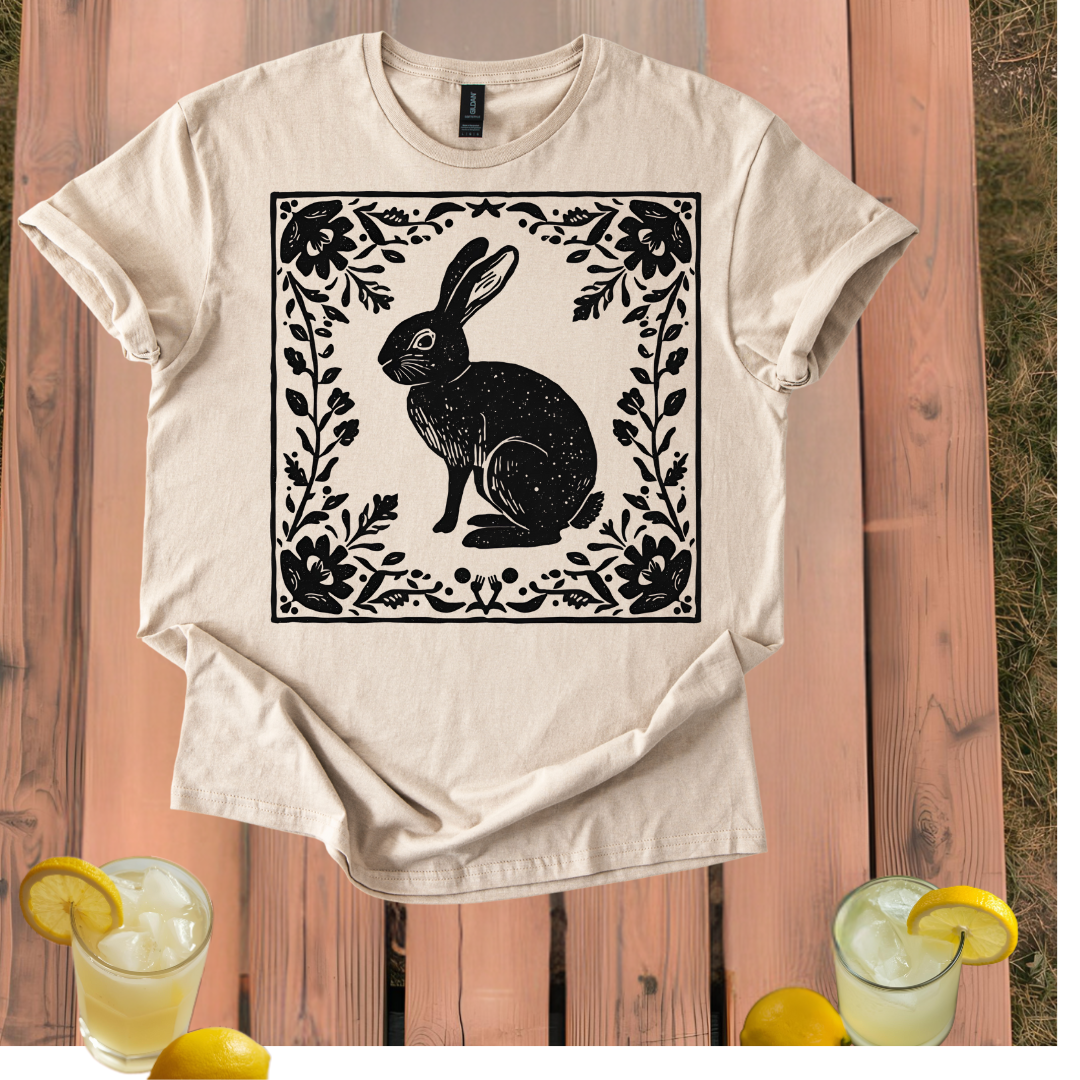 Rabbit Folk Art T Shirt Unisex