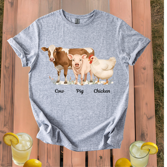 Cow Pig Chicken T Shirt Unisex