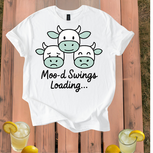 "Mood Swings Loading" Cow T Shirt Unisex